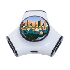 City Buildings Urban Dawn 3-port Usb Hub by Wegoenart