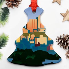 City Buildings Urban Dawn Ornament (christmas Tree)  by Wegoenart