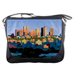 City Buildings Urban Dawn Messenger Bag by Wegoenart