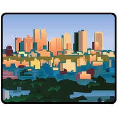 City Buildings Urban Dawn Double Sided Fleece Blanket (medium)  by Wegoenart