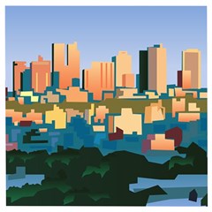 City Buildings Urban Dawn Wooden Puzzle Square by Wegoenart