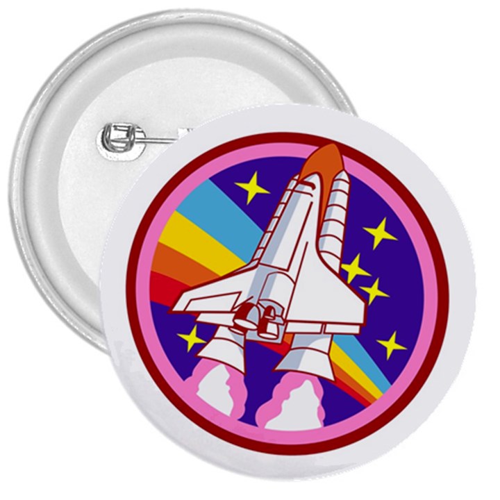 Pink Rainbow Rocket 3  Buttons