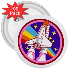 Pink Rainbow Rocket 3  Buttons (100 Pack)  by Wegoenart