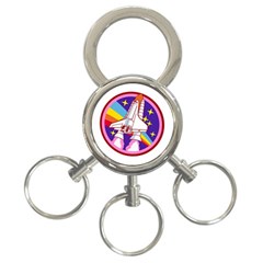 Pink Rainbow Rocket 3-ring Key Chain by Wegoenart