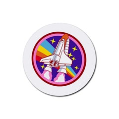 Pink Rainbow Rocket Rubber Round Coaster (4 Pack)  by Wegoenart