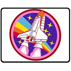 Pink Rainbow Rocket Double Sided Fleece Blanket (medium)  by Wegoenart