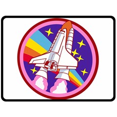 Pink Rainbow Rocket Double Sided Fleece Blanket (large)  by Wegoenart