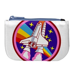 Pink Rainbow Rocket Large Coin Purse by Wegoenart