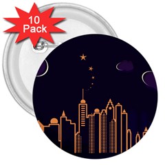 Skyscraper Town Urban Towers 3  Buttons (10 Pack)  by Wegoenart