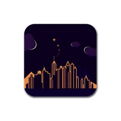 Skyscraper Town Urban Towers Rubber Square Coaster (4 Pack)  by Wegoenart