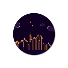 Skyscraper Town Urban Towers Rubber Coaster (round)  by Wegoenart