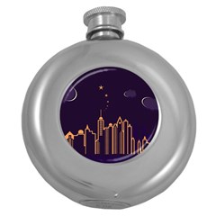 Skyscraper Town Urban Towers Round Hip Flask (5 Oz) by Wegoenart