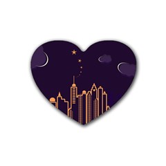 Skyscraper Town Urban Towers Heart Coaster (4 Pack) 