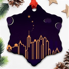 Skyscraper Town Urban Towers Snowflake Ornament (two Sides) by Wegoenart