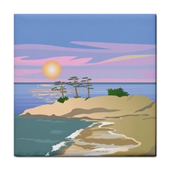 Vacation Island Sunset Sunrise Tile Coaster