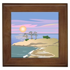 Vacation Island Sunset Sunrise Framed Tile by Wegoenart