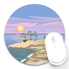 Vacation Island Sunset Sunrise Round Mousepads