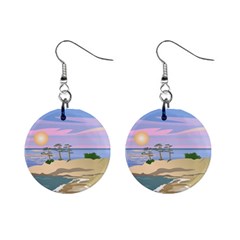 Vacation Island Sunset Sunrise Mini Button Earrings by Wegoenart