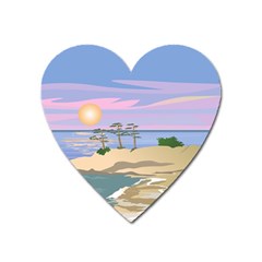 Vacation Island Sunset Sunrise Heart Magnet by Wegoenart