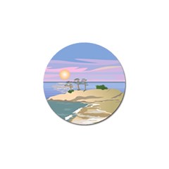 Vacation Island Sunset Sunrise Golf Ball Marker by Wegoenart