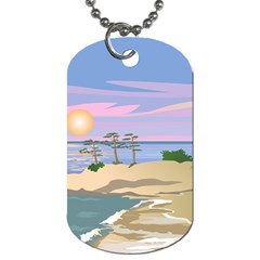 Vacation Island Sunset Sunrise Dog Tag (two Sides) by Wegoenart