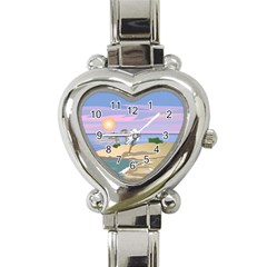 Vacation Island Sunset Sunrise Heart Italian Charm Watch