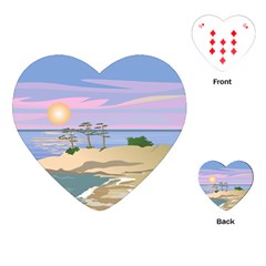 Vacation Island Sunset Sunrise Playing Cards Single Design (Heart)