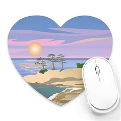 Vacation Island Sunset Sunrise Heart Mousepads by Wegoenart