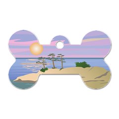 Vacation Island Sunset Sunrise Dog Tag Bone (one Side) by Wegoenart