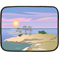 Vacation Island Sunset Sunrise Double Sided Fleece Blanket (Mini) 