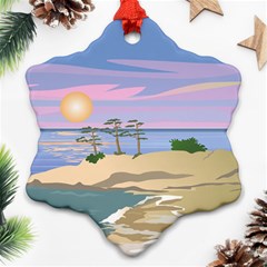 Vacation Island Sunset Sunrise Snowflake Ornament (Two Sides)