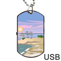 Vacation Island Sunset Sunrise Dog Tag USB Flash (One Side)