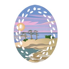 Vacation Island Sunset Sunrise Oval Filigree Ornament (two Sides) by Wegoenart