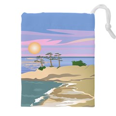 Vacation Island Sunset Sunrise Drawstring Pouch (4xl) by Wegoenart