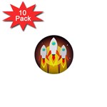 Rocket Take Off Missiles Cosmos 1  Mini Buttons (10 pack)  Front