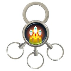 Rocket Take Off Missiles Cosmos 3-ring Key Chain by Wegoenart