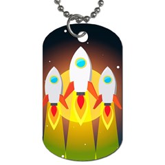 Rocket Take Off Missiles Cosmos Dog Tag (two Sides) by Wegoenart