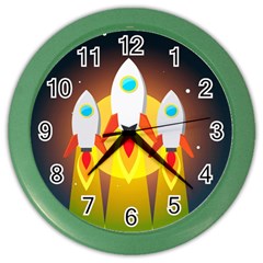 Rocket Take Off Missiles Cosmos Color Wall Clock