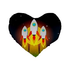 Rocket Take Off Missiles Cosmos Standard 16  Premium Heart Shape Cushions by Wegoenart