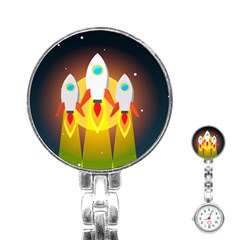 Rocket Take Off Missiles Cosmos Stainless Steel Nurses Watch by Wegoenart