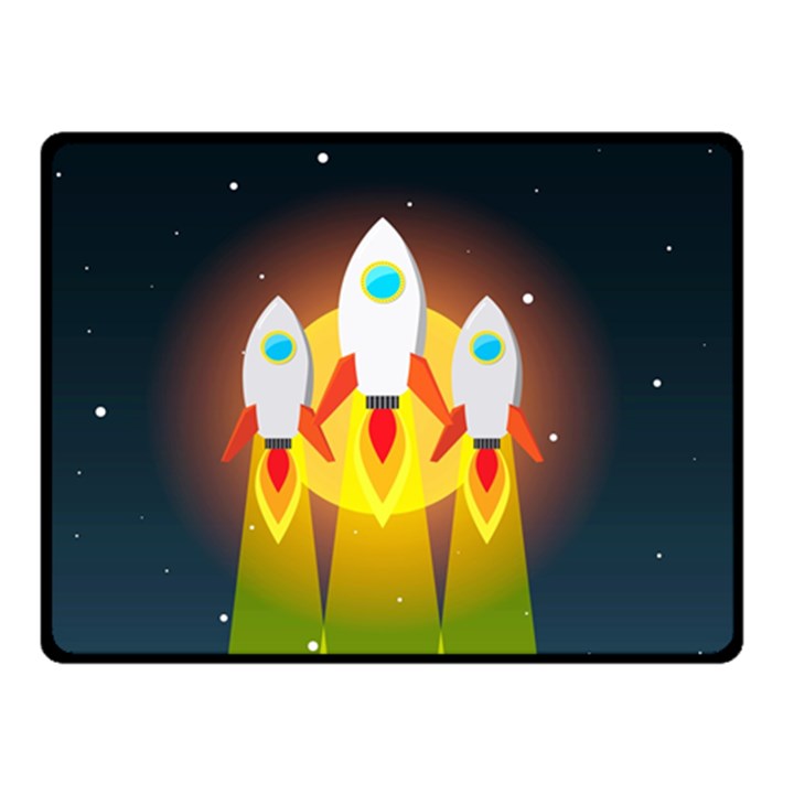 Rocket Take Off Missiles Cosmos Double Sided Fleece Blanket (Small) 