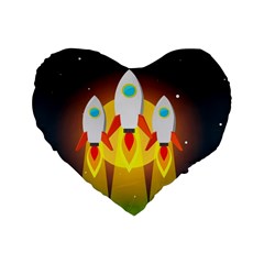 Rocket Take Off Missiles Cosmos Standard 16  Premium Flano Heart Shape Cushions by Wegoenart