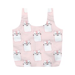 Pattern Pink Cute Sweet Fur Cats Full Print Recycle Bag (m) by Wegoenart