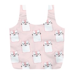 Pattern Pink Cute Sweet Fur Cats Full Print Recycle Bag (l)