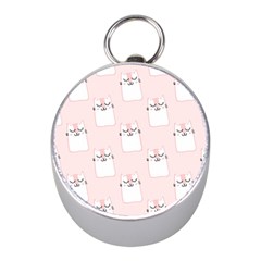 Pattern Pink Cute Sweet Fur Cats Mini Silver Compasses by Wegoenart