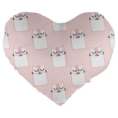 Pattern Pink Cute Sweet Fur Cats Large 19  Premium Flano Heart Shape Cushions by Wegoenart