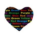 Red Yellow Blue Green Purple Standard 16  Premium Flano Heart Shape Cushions Front