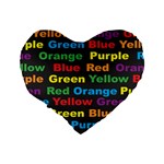 Red Yellow Blue Green Purple Standard 16  Premium Flano Heart Shape Cushions Back