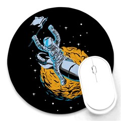 Astronaut Planet Space Science Round Mousepads by Wegoenart