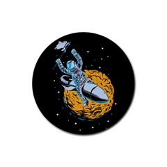 Astronaut Planet Space Science Rubber Coaster (round)  by Wegoenart